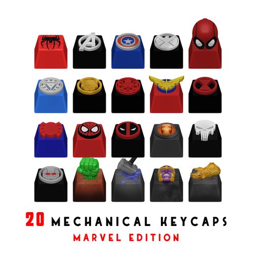 20 Keycaps for mechanical Keyboard - Marvel Edition 3D model