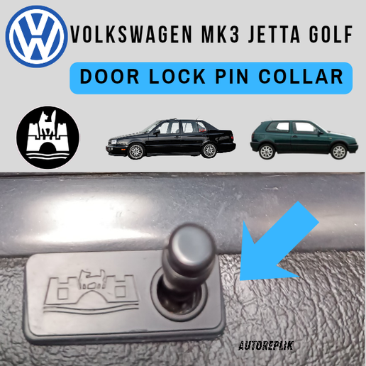 VW Wolsburg Logo Door Lock Collar Ring Secure Door for PIN Volkswagen Jetta/Golf Mk3 – STL File (9 designs sold separately)