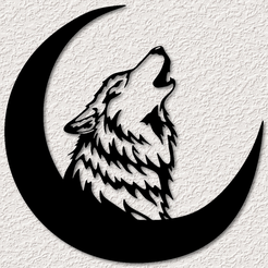 project_20230612_1136049-01.png STL-Datei Wolf wandkunst heulender wolf wanddekor tier 2d kunst・3D-Druck-Idee zum Herunterladen
