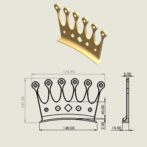 King Crown for Helmet (Kask için Kral Tacı) 3D model