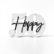 happy_50.png 50 Happy lettering - 3D print decoration for 50th birthday - two-colored STL