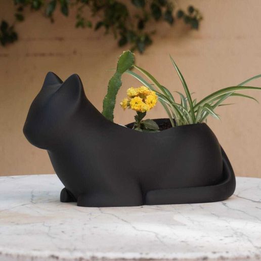 Katzen-Pflanztopf Elegant, stilisiert & minimalistisch STL Datei fr  3D-DruckCults