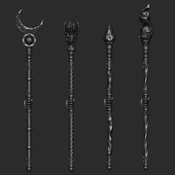 SorcerousStaffs.png STL-Datei Hexenmeister-Zauberstab-Sammlung・3D-druckbares Modell zum herunterladen