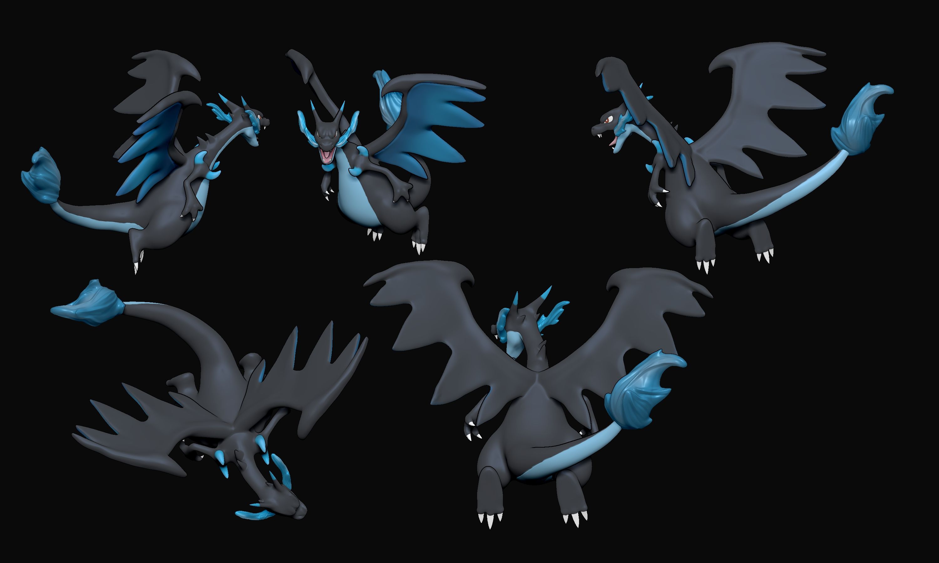 obj file pokemon mega charizard x with cuts and as a whole 3d printable design to download cults