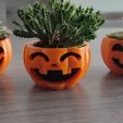 IMG_20230904_134751.jpg 3 happy Halloween pumpkins (candle holder, plant base, and candy bowl)