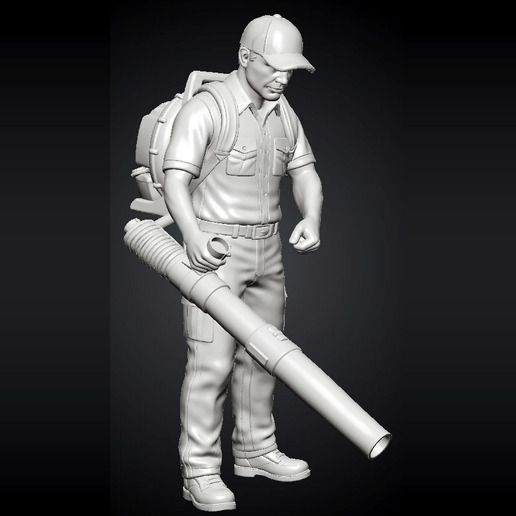 Parks & Recreation Crew - Groundskeeper with Leaf Blower