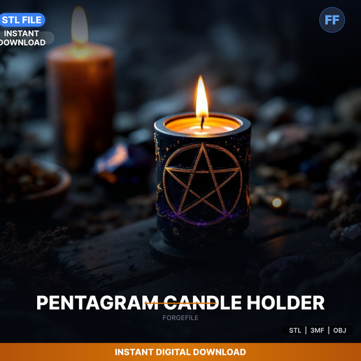 Pentagram Candle Holder - 3D Printable STL File