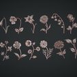 01.jpg Birth Month Flowers Set Bas Relief 3D Model