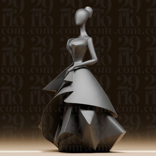 👗 #080 Abstract Geometric Origami Dress Fashion Figurine・ STL File for 3D printing・Cults