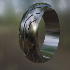 Preview1-silver.jpg Datei STL Tyre Ring (tread design 2)・Design für 3D-Drucker zum herunterladen