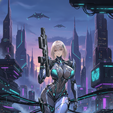 Gemini_Generated_Image_vd16wvd16wvd16wv.png Cyber-Enforcer : Femme soldat de science-fiction - Statue haute définition