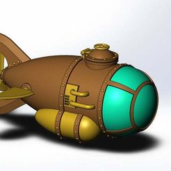 steampunk_submarine_mk1_2.JPG Free STL file steampunk submarine mk1・3D printable design to download, Boubamazing