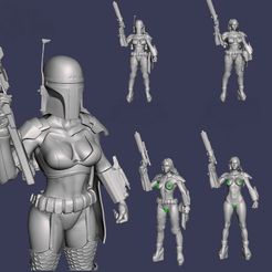 Untitled2.jpg 3D file MS. FETT, THE MISFIT BOUNTY HUNTER. STAR WARS ACTION FIGURE WITH INTERCHANGABLE PARTS. 1/18, 3.75" NUDE NSFW VERSIONS・3D print design to download