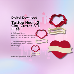 STL file Valentine Scalloped heart Polymer Clay Cutter, Digital STL File, 4 Sizes