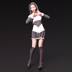 japan-maid-3.png STL file JAPANESE SEXY MAID 2・Design to download and 3D print
