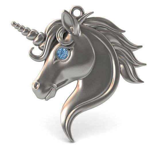 Unicorn Head Pendant High Detail Fantasy Jewelry 30mm