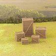 Wood-Crates-Scenic-Background.jpg 1:56 Scale (28mm Scale) Wood Crates - 5 Different Sizes