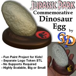 JP-Egg-IMG.jpg Fichier STL Support d'oeufs de dinosaures commémoratifs de Jurassic Park Projet d'art et de peinture amusant pour les enfants・Plan imprimable en 3D à télécharger