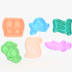 Screenshot_1.png Archivo 3D Juego de 6 cortadores de galletas piratas・Modelo imprimible en 3D para descargar