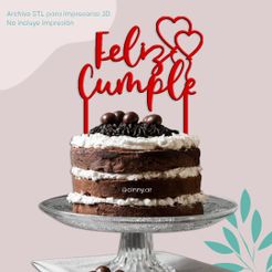 23.jpg Archivo STL TOPPER PARA TORTA - FELIZ CUMPLE・Diseño imprimible en 3D para descargar