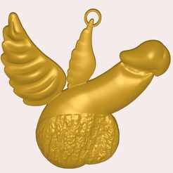 Penis-for-tree-03-00.jpg STL file Exclusive Decorative toy for Christmas tree - Gold penis flying on the wings 3d print cnc・3D print model to download