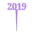 2019_party_pick_3DprintNY.stl 2019 New Years Party Picks and Swizzle Sticks