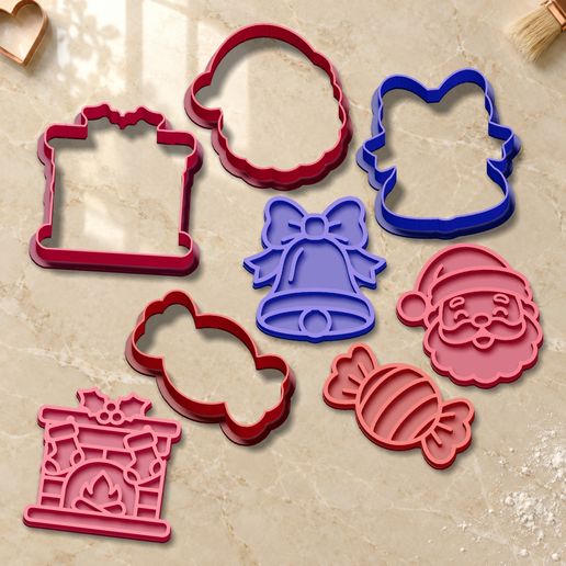 Santa by the Fireplace - Christmas Cookie Cutter Set | 4 STL Designs