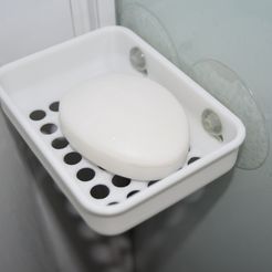 Porte_savon.JPG 3D file Soap dish for shower with suction cup - porte savon à ventouses・3D printing template to download