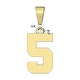 NBA-number-5-pendant-charm-bail-08.jpg NBA Schriftart Nummer 5 Anhänger Charme mit Kaution 3D-Druck Modell
