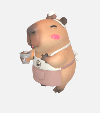 cafe-4.png Chibi Capybara Barista 3D Model with Coffee Cup