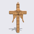 Shapr-Image-2024-01-14-131053.png Cross with angel wings and diamond, Forever in our heart, Memorial statue, decorative religious gift, condoleance gift, Remembrance Gift