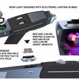 REAR LIGHT DESIGNED WITH ELECTRONIC LIGHTING IN MIND: RED DISC CAN BE PRINTED CLEAR SO RED AND BLUE "WE Leds CAN BE ADDED BENEATH. CLEAR 'WINDOW' 2uE SITS IN PLACE AND HELD BY THE TOP PEG THAT IS _ : GLUED INTO HOLE: s Strange New Worlds Phaser Star Trek