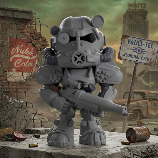 Power Armor T-60 Fallout Art Toy Funko Pop - Stylized Wasteland Soldier 3D Printable
