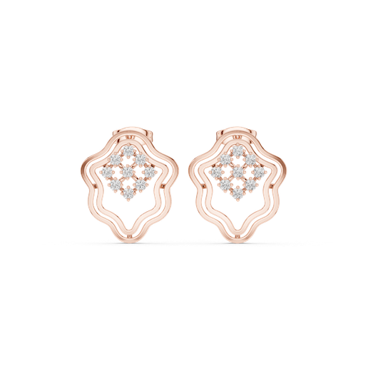Ornamental Diamond Cluster Stud Earrings Jewelry 3D Rendering