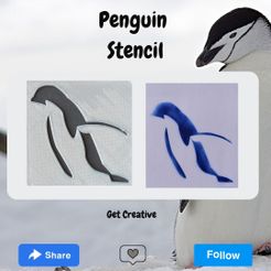 Penguin-Stencil.jpg Fichier STL Pochoir Pingouin・Design imprimable en 3D à télécharger