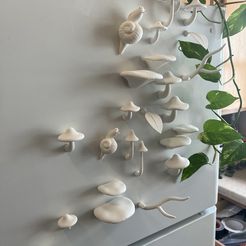 white-shrooms-2.jpg STL file Mushroom garden magnet set・3D print object to download