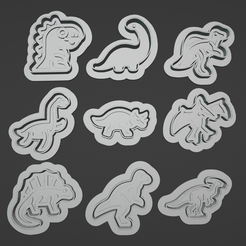 Render_2.png Cute Dinosaurs Pack - Cookie Cutter // Play Dough Stamp // Cortantes Dinosaurios