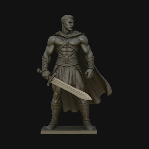 Cloaked Ranger Swordsman Statue Design 2 - 3D Print Model
