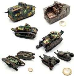 Tanks_Full_01.jpg 3D file WW1 4 tanks clean and destroy (8 STL) (Fr, US, UK, German)・3D printable design to download