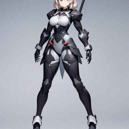 Cyberpunk Mecha Anime Warrior Girl - Sci-Fi Knight Figurine for 3D Printing
