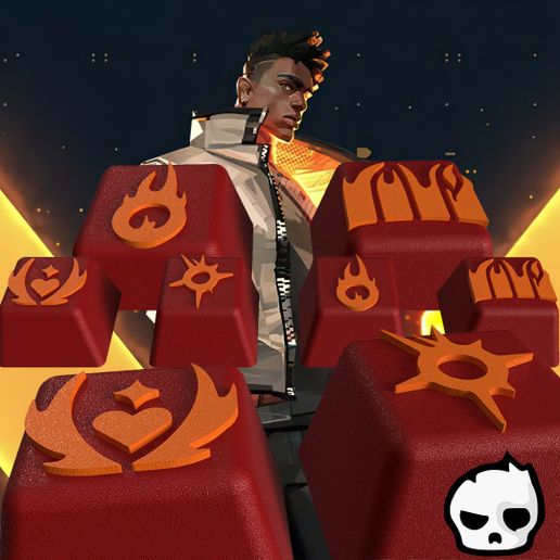 Keycaps Valorant Phoenix - 3D model önizlemesi