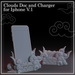 render-001_A.png STL file Clouds Doc and Charger for Iphone V.1・3D printable model to download