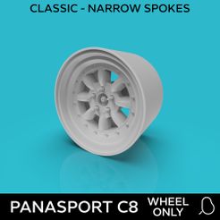 panasport_n_classic1.jpg STL file Panasport C8 - narrow spokes - wheel only - 1:64・3D print model to download, chose1337