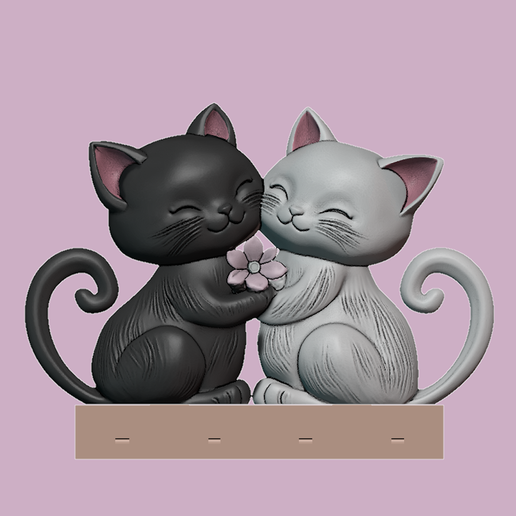 🐱 Cute Couple of Cats Keychain – 3D Model