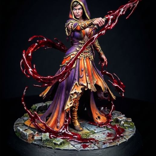 Cultist Female Blood Priest – Fantasy Miniatures (32mm STL for Tabletop RPG)
