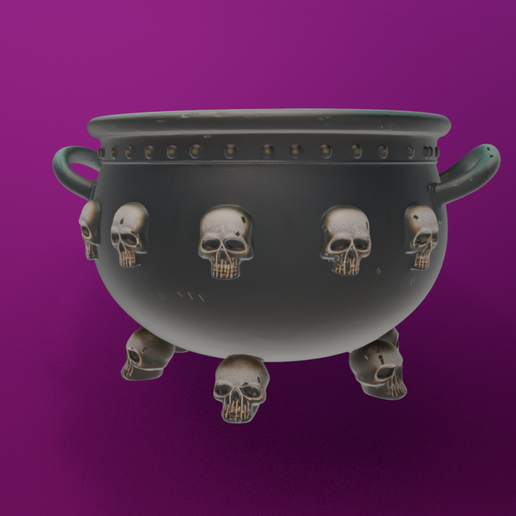 Skull Cauldron Candy Bowl - Spooky Halloween Dish