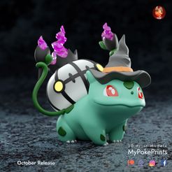 Halloween-bulba-color-5-copy.jpg 3D file Halloween Chandalure Bulbasaur - presupported・3D printing idea to download