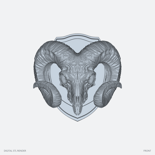 Ram Skull Shield Plaque – STL for 3D Printing