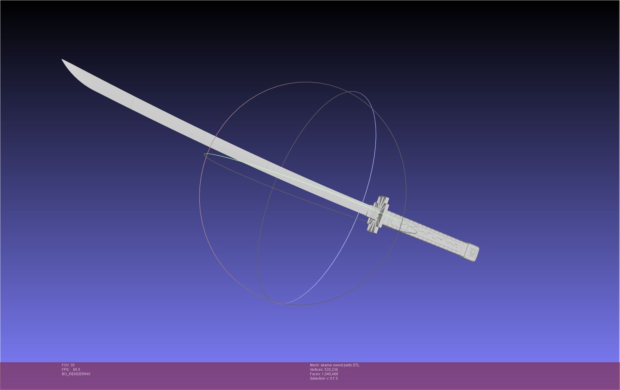 meshlab-2022-01-14-07-10-27-41.jpg STL file Akame Ga Kill Akame Sword And Sheath Printable Assembly・Template to download and 3D print, julian-danzer