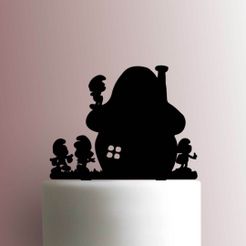 JB_Smurfs-225-A794-Cake-Topper.jpg Archivo STL TOPPER SMURFS LOS PITUFOS・Plan imprimible en 3D para descargar